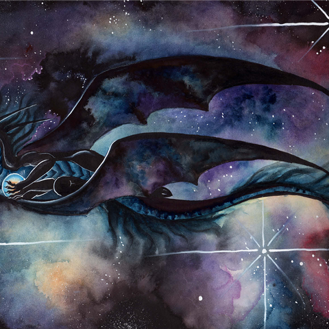 Carried by Darkness Dragon - Carla Morrow 1000 Jigsaw Puzzle 3D Modell