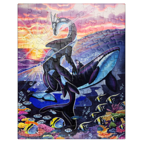 puzzleplate Ocean's Sunrise Orca - Carla Morrow 100 Jigsaw Puzzle