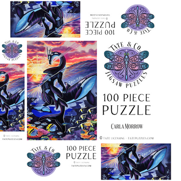 Ocean's Sunrise Orca - Carla Morrow 100 Jigsaw Puzzle box 3D Modell