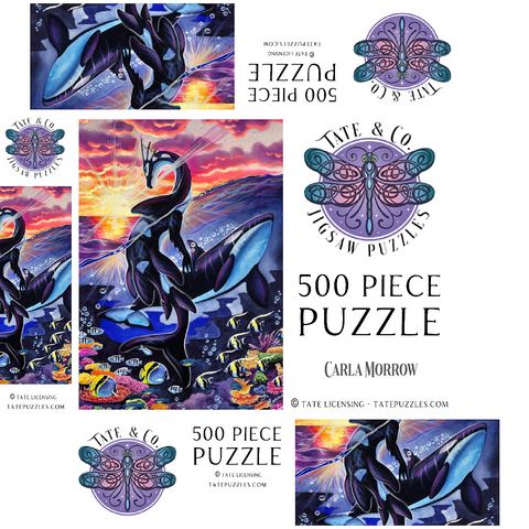 Ocean's Sunrise Orca - Carla Morrow 500 Jigsaw Puzzle box 3D Modell