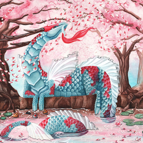 Cherry Blossom Dragon - Carla Morrow 100 Jigsaw Puzzle 3D Modell
