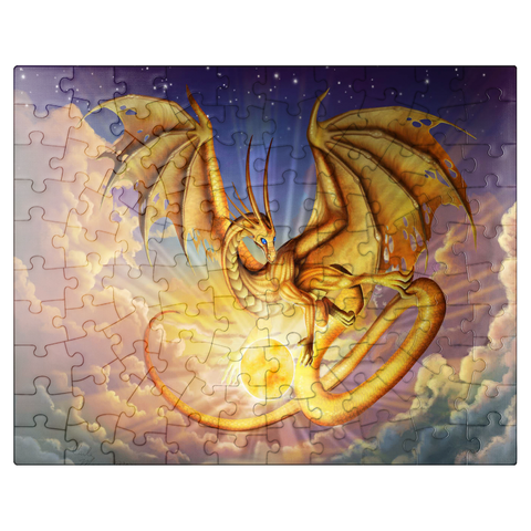 puzzleplate Dawning Flight Sun Dragon - Carla Morrow 100 Jigsaw Puzzle