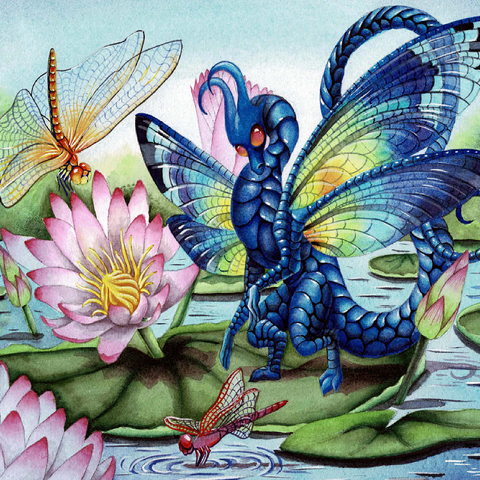 Jewels Upon the Water Dragon - Carla Morrow 100 Jigsaw Puzzle 3D Modell