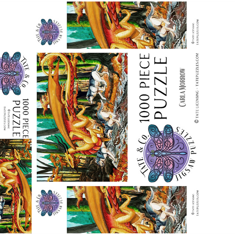 Running Free Dragon with Wolves - Carla Morrow 1000 Jigsaw Puzzle box 3D Modell