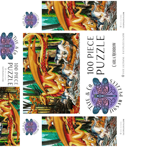 Running Free Dragon with Wolves - Carla Morrow 100 Jigsaw Puzzle box 3D Modell