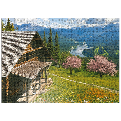 puzzleplate Cherry Blossom Ridge 500 Jigsaw Puzzle