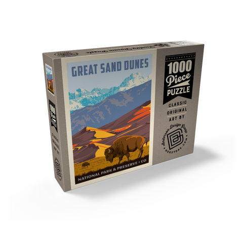 Great Sand Dunes National Park: Bison, Vintage Poster 1000 Jigsaw Puzzle box view2