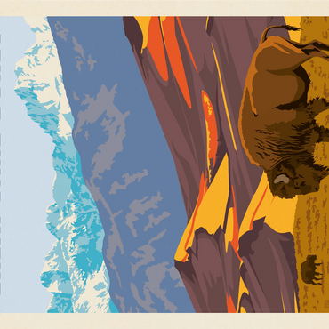 Great Sand Dunes National Park: Bison, Vintage Poster 1000 Jigsaw Puzzle 3D Modell