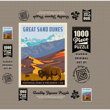 Great Sand Dunes National Park: Bison, Vintage Poster 1000 Jigsaw Puzzle box 3D Modell