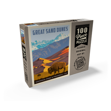Great Sand Dunes National Park: Bison, Vintage Poster 100 Jigsaw Puzzle box view2