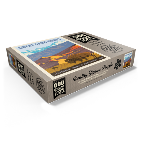 Great Sand Dunes National Park: Bison, Vintage Poster 500 Jigsaw Puzzle box view1