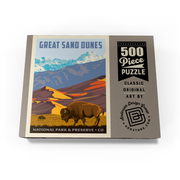 Great Sand Dunes National Park: Bison, Vintage Poster 500 Jigsaw Puzzle box view3