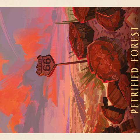 Petrified Forest National Park: Route 66, Vintage Poster 100 Jigsaw Puzzle 3D Modell