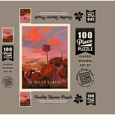 Petrified Forest National Park: Route 66, Vintage Poster 100 Jigsaw Puzzle box 3D Modell