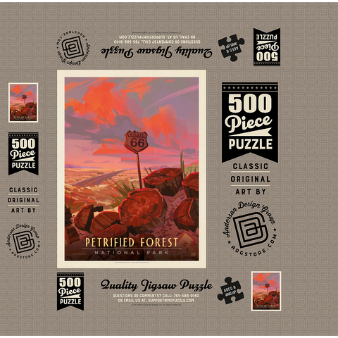 Petrified Forest National Park: Route 66, Vintage Poster 500 Jigsaw Puzzle box 3D Modell