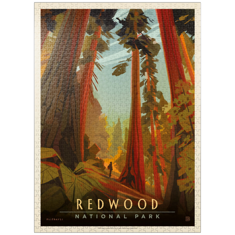 puzzleplate Redwood National Park: Whispering Wind, Vintage Poster 1000 Jigsaw Puzzle
