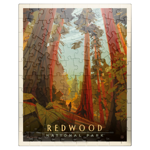puzzleplate Redwood National Park: Whispering Wind, Vintage Poster 100 Jigsaw Puzzle