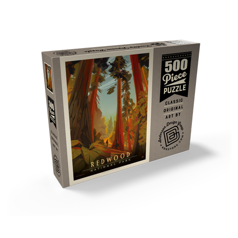 Redwood National Park: Whispering Wind, Vintage Poster 500 Jigsaw Puzzle box view2