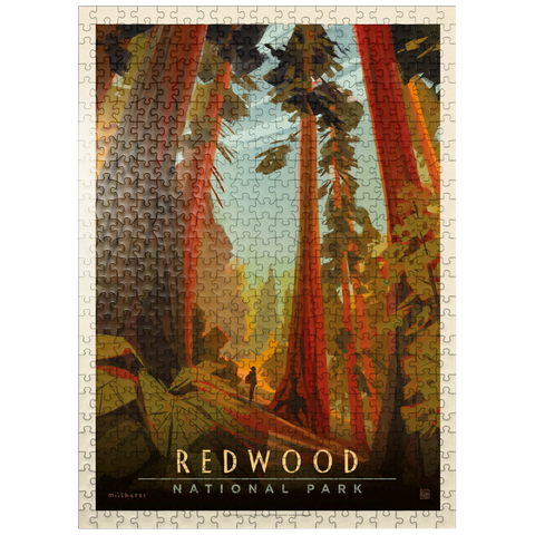 puzzleplate Redwood National Park: Whispering Wind, Vintage Poster 500 Jigsaw Puzzle