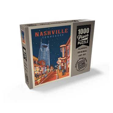 Nashville, TN: Broadway Lights, Vintage Poster 1000 Jigsaw Puzzle box view2