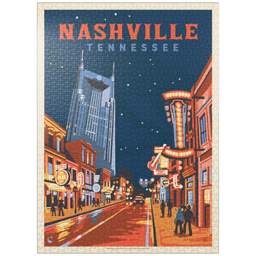 puzzleplate Nashville, TN: Broadway Lights, Vintage Poster 1000 Jigsaw Puzzle