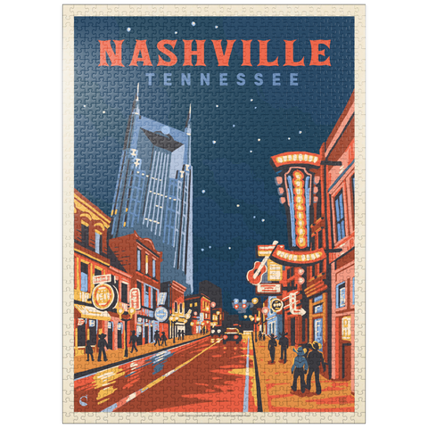 puzzleplate Nashville, TN: Broadway Lights, Vintage Poster 1000 Jigsaw Puzzle