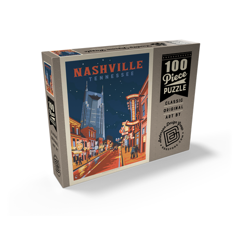 Nashville, TN: Broadway Lights, Vintage Poster 100 Jigsaw Puzzle box view2