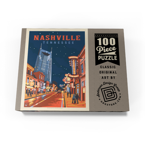 Nashville, TN: Broadway Lights, Vintage Poster 100 Jigsaw Puzzle box view3