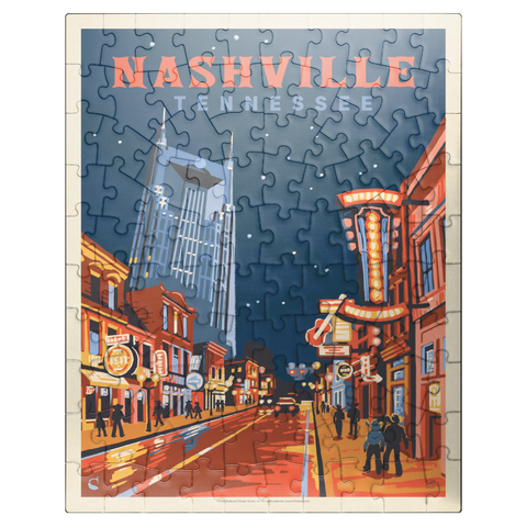 puzzleplate Nashville, TN: Broadway Lights, Vintage Poster 100 Jigsaw Puzzle