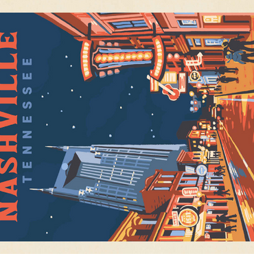 Nashville, TN: Broadway Lights, Vintage Poster 100 Jigsaw Puzzle 3D Modell