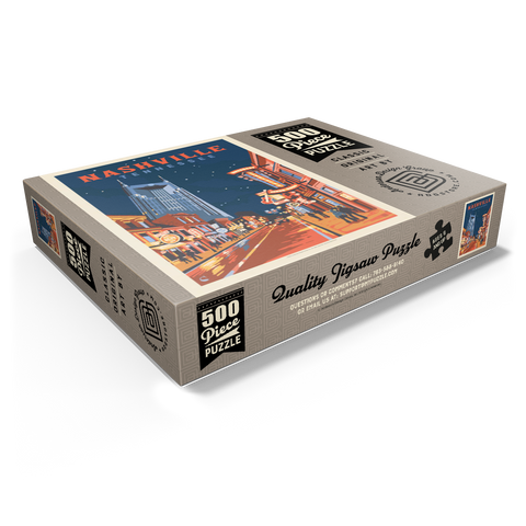 Nashville, TN: Broadway Lights, Vintage Poster 500 Jigsaw Puzzle box view1