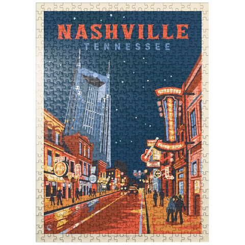 puzzleplate Nashville, TN: Broadway Lights, Vintage Poster 500 Jigsaw Puzzle