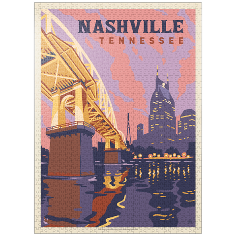 puzzleplate Nashville, TN: Riverfront Evening, Vintage Poster 1000 Jigsaw Puzzle