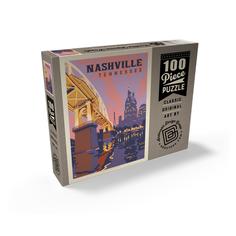 Nashville, TN: Riverfront Evening, Vintage Poster 100 Jigsaw Puzzle box view2