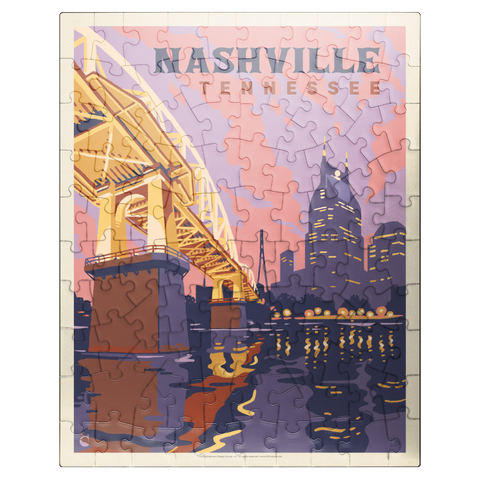 puzzleplate Nashville, TN: Riverfront Evening, Vintage Poster 100 Jigsaw Puzzle