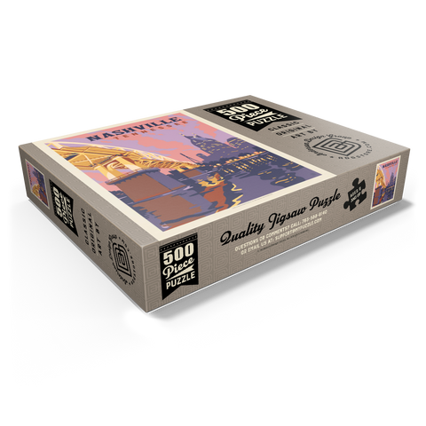 Nashville, TN: Riverfront Evening, Vintage Poster 500 Jigsaw Puzzle box view1