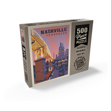 Nashville, TN: Riverfront Evening, Vintage Poster 500 Jigsaw Puzzle box view2