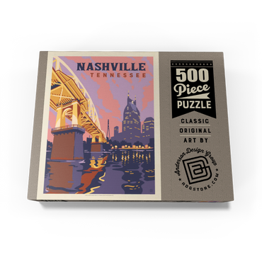 Nashville, TN: Riverfront Evening, Vintage Poster 500 Jigsaw Puzzle box view3
