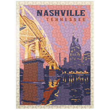 puzzleplate Nashville, TN: Riverfront Evening, Vintage Poster 500 Jigsaw Puzzle
