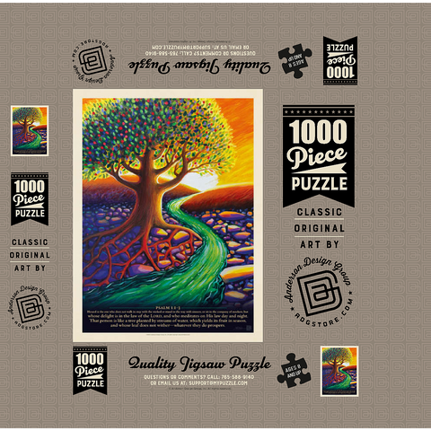Psalm 1:1-3, Vintage Poster 1000 Jigsaw Puzzle box 3D Modell