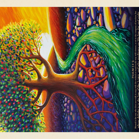 Psalm 1:1-3, Vintage Poster 100 Jigsaw Puzzle 3D Modell