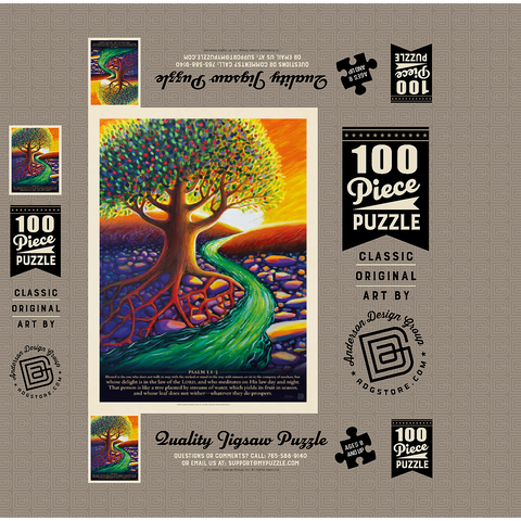 Psalm 1:1-3, Vintage Poster 100 Jigsaw Puzzle box 3D Modell
