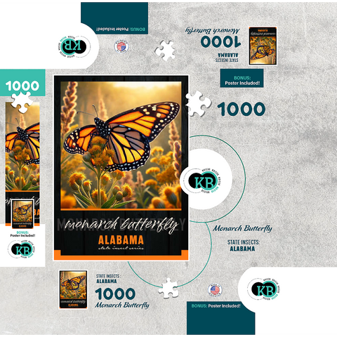 Alabama, Monarch Butterfly: State Insects Series 1000 Jigsaw Puzzle box 3D Modell