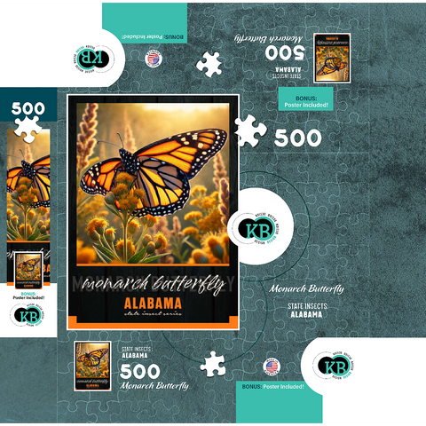 Alabama, Monarch Butterfly: State Insects Series 500 Jigsaw Puzzle box 3D Modell