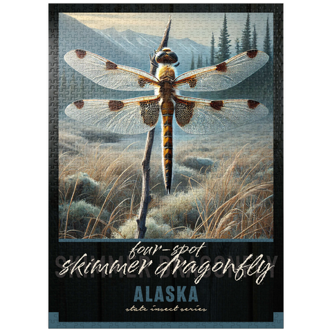 puzzleplate Alaska, Four-Spot Skimmer Dragonfly: State Insects Series 1000 Jigsaw Puzzle