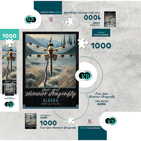Alaska, Four-Spot Skimmer Dragonfly: State Insects Series 1000 Jigsaw Puzzle box 3D Modell