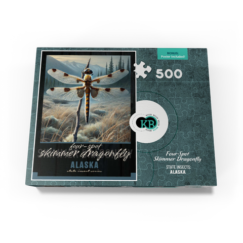 Alaska, Four-Spot Skimmer Dragonfly: State Insects Series 500 Jigsaw Puzzle box view3