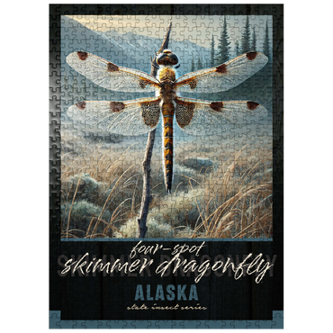 puzzleplate Alaska, Four-Spot Skimmer Dragonfly: State Insects Series 500 Jigsaw Puzzle