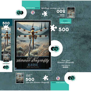 Alaska, Four-Spot Skimmer Dragonfly: State Insects Series 500 Jigsaw Puzzle box 3D Modell
