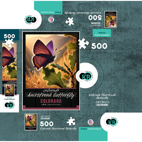 Colorado, Hairstreak Butterfly: State Insects Series 500 Jigsaw Puzzle box 3D Modell
